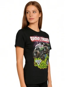 Back To School 100 Cotton Short Sleeve Casual Tee New Grave DiggerS Monster Jam Truck Black Classic Mens T-Shirt Bovfrie - 黑色 - 查看 3
