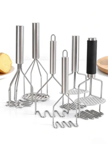 1pc Potato Masher, Mashed Potato Masher, Effortless Mashed Potato Maker, Masher, Sweet Potato/Pumpkin/Conus Masher, Can Prevent Ingredients From Clumping And Sticking To Hands, Suitable For Other Ingredients Such As Potatoes, Sweet Potatoes, Pumpkins, Taro, Avocados, Cheese, Etc. Easy To Disassemble And Clean, Suitable For Kitchens - Silver - View 2