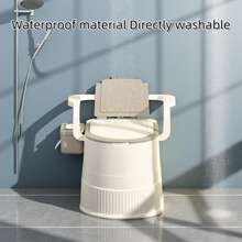 1pc Portable Waterproof Anti-Tip Sturdy Durable PP Plastic Camping Toilet, Practical Outdoor Style White Brown Compact Mobile Commode With Ergonomic Armrests, Side Storage Pocket, Removable Waste Bucket, Full Accessories, Tool-Free Setup, Perfect For RV Road Trips, Camping, Hiking, Home Renovation, Emergency & All-Year Indoor Outdoor Daily & Travel Use - Khaki - View 10