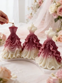 3D Wedding Dress Silicone Candle Mold | DIY Scented Candle/Aroma Stone/Resin Decor | Romantic Gown Shape | Silicone - Wedding Dress Mold - View 8