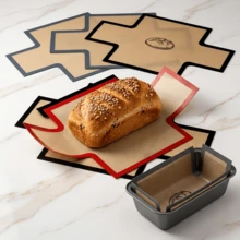 可重复使用的不粘硅胶面包模具内衬，十字形面包烘焙垫，适用于 9x5 英寸/1.5 磅面包模具，耐热，易于清洁的酸面包吐司烘焙工具 - - - 查看 2