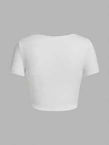 3件套欧美风方领短款紧身短袖T恤 - 彩色 - 查看 4