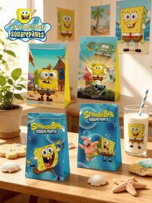 SpongeBob SquarePants Bộ 12 túi quà tặng chủ đề hoạt hình SquarePants & Friends + 12 miếng dán niêm phong, túi giấy Kraft dễ thương và vui nhộn theo kiểu ngẫu nhiên, thích hợp cho đám cưới, tiệc cưới, sinh nhật và các dịp khác. - Nhiều màu - Xem 3