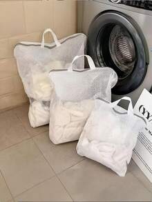 1/2/3/4pcs White Laundry Mesh Bags With Handles - Fine Mesh Garment Protection Bags For Bras/Sweaters/Socks, Tangle-Free Thick Mesh Washing Machine Bags For Lingerie And Clothes | Essential Christmas Holiday Gift (For Home And Travel Use) - Multicolor - View 4