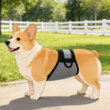 Reusable & Adjustable Dog Physiological Pants, Breathable Anti-Harassment Design, Suitable For All Seasons, Corgi & Other Medium/Small Breeds - Grey - View 1