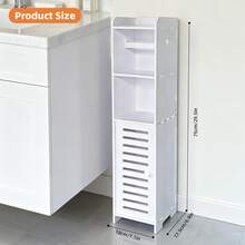 BorealBear 1 PC Independent White Bathroom Cabinet, Toilet Paper Storage Cabinet, Multi-Tier Storage Shelf, Made Of Durable Wood-Plastic Material, With Door For Moisture And Dust Prevention, Suitable For Small Spaces, Bathroom Towels, And Toiletries Storage - White Single Door - View 2
