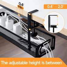 Khay quản lý dây cáp bàn làm việc không cần khoan, lưới kim loại kẹp cố định, khay đựng dây cáp gọn gàng dưới bàn cho gia đình, văn phòng và quán internet, màu đen. - Nhiều màu - Xem 6