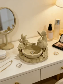 1pc Healing Chick & Butterfly Jewelry Tray, Retro Style Vanity Organizer Box, Great Gift - Multicolor - View 2