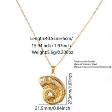 VceTd 1 pieza/3 piezas Collar colgante de acero inoxidable con forma de estrella de mar/concha, diseño de estilo de vacaciones oceánicas, adecuado para que las mujeres lo usen en vacaciones en la playa, vida diaria, viajes, festivales, fiestas, regalos para amantes, familia y amigos - Amarillo Oro - Ver 14