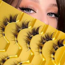 Lông mi giả liền mảnh, thân trong suốt, kiểu dáng chéo, phong cách Manga, tự nhiên và chân thực, 5 cặp. - Xem 6