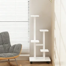 4-Tier Movable Balcony Flower Rack, Sturdy Multi-Layer Indoor/Outdoor Plant Stand, Practical And Decorative Flower Storage Rack For Home, Garden, And Terrace Decoration - Space-Saving Storage Rack - 查看 6
