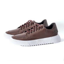 Men's Lace-Up Sneakers, Modern Casual Style, High Sole, Comfortable, Soft Lined Insole - 咖啡棕 - 查看 3