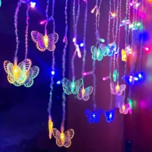 1組魔幻蝴蝶LED燈簾燈-96顆LED燈,8種模式,USB供電,仙女燈,適用於嬰兒房、臥室、婚禮、派對、宿舍、露台裝飾、嬰兒洗禮、居家裝飾禮物 - 彩色 - 查看 12