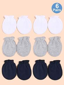 6 Pairs Newborn Anti-Scratch Mittens, 0-6 Months Baby Soft Knitted Gloves With Cute Animal Prints, Adjustable Wrist, Essential Baby Items, New Mom Gift - 6 Boy Color Schemes - View 14