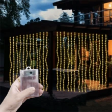 8 Modes Room Bedroom Living Room Window Curtain String Lights, 4 Light Color Options, Suitable For Valentine's Day Decor, Yard Camping Decor, Holiday Lighting Decor, Indoor & Outdoor Decor, Fairy Wreath Decor, Patio Decor, Romantic Atmosphere Room Decor, Sparkling Fairy Lights, Birthday Party Decor, Battery Operated Curtain Lights, Garden Decor, Holiday Lights, Wedding Party Decor Lights, Christmas & Halloween Decorative Lights - Battery Box Curtain Light - View 8
