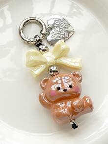 New Arrival Cute Cartoon Kicking Bear, Bow, Heart Shaped Phone Charm, Keychain - Multicolor - View 7