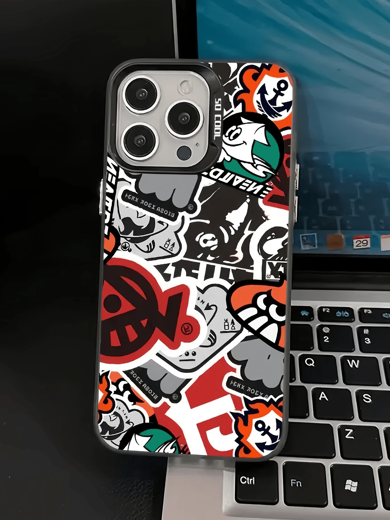 Ốp lưng điện thoại TPU chống sốc, bảo vệ toàn diện, họa tiết graffiti đen, cá nhân hóa, dành cho game thủ, tương thích với Apple 17, 16, 15, 14, 13, 12, 11 Pro Max, Air, và các dòng sản phẩm khác. - Nhiều màu - Xem 1
