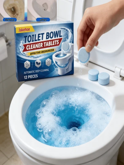 jakehoe Toilet Fizzing Tablets, Designed For Fizzing Cleaning And Daily Maintenance Of Toilet Interior, Reducing Scrubbing Time, Deodorizing, Removing Stains And Odors, Improving Bathroom Environment, A Helpful Household Cleaning Tool (New And Old Models Shipped Randomly)