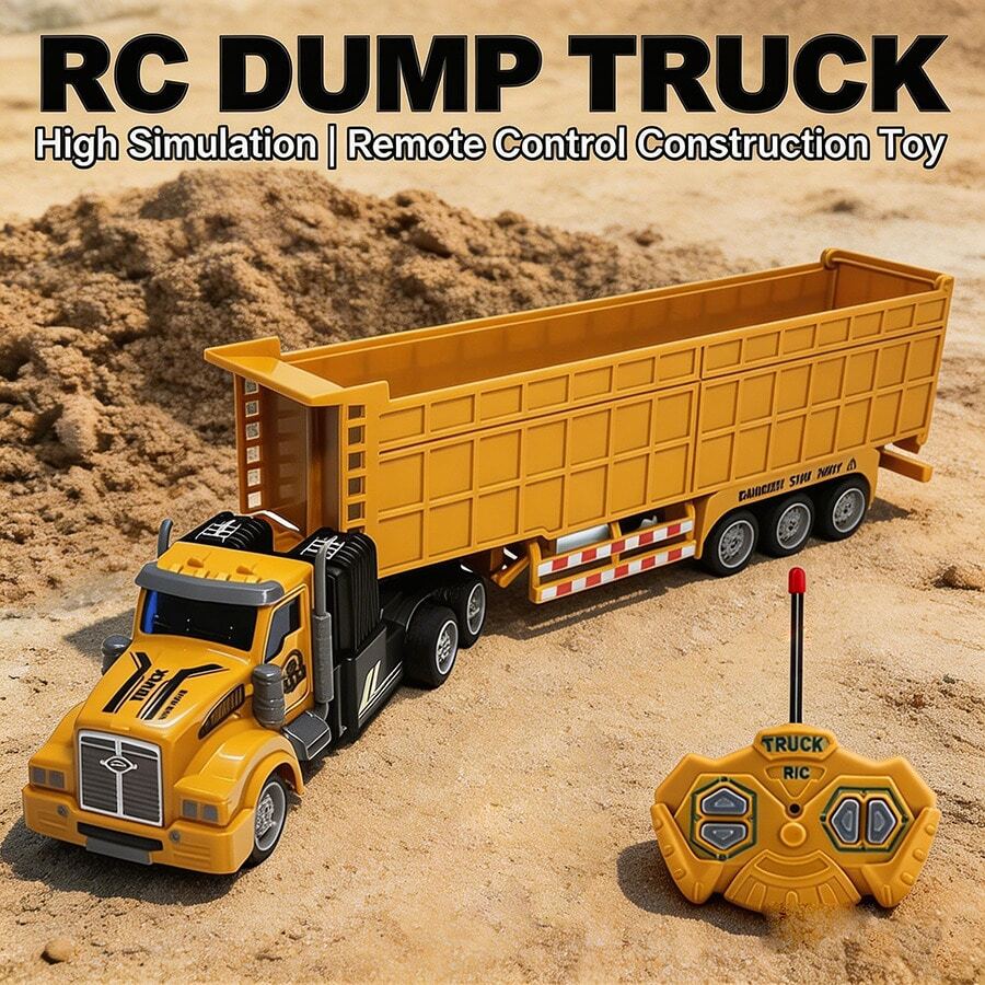 1:48 比例遥控翻斗车拖车 - 黄色迷你半挂车玩具，儿童车，带闪光灯、可充电电池和耐用的ABS结构，生日礼物、儿童节礼物、感恩节礼物、圣诞节礼物、儿童礼物、儿童玩具 - 彩色 - 查看 1