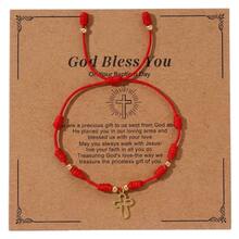 1 chiếc vòng tay mặt dây chuyền hình thánh giá tối giản thời trang, thánh giá rỗng màu đỏ thắt nút kiểu Peru, vòng tay dệt màu đỏ có thể điều chỉnh, vòng tay hạt vàng, vòng tay có thể điều chỉnh, thiệp thánh giá Phục Sinh, vòng tay chúc phúc, quà tặng rửa tội, quà tặng Cơ Đốc giáo - Nhiều màu - Xem 5