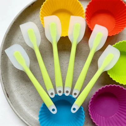 Silicone Spatula Set, 450°F Heat Resistant Flexible Turner - Non-Stick, , Dishwasher - Lime/Sky Blue/Pink (2/4 Packs)