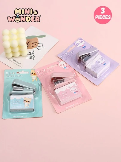 3pcs/1pc Morandi Color Mini Stapler Set, Cute Small Stapler For Students, Office Supplies, Suitable For Children's Daily Use At School And Home