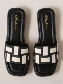 Casual Bohemian Buckle Vacation Plaid Flat Sandals - White - View 6