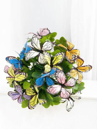 1/3/6pcs Artificial Butterfly Flower Bouquet, 28cm Fake Flowers Suitable For Wall, Living Room, Bedroom, Wedding, Party Decor, Tabletop Filler, Home, Desk Decor, Kitchen, Wedding, Tabletop, Center Decor, Office, Garden, Outdoor, House, Yard Decor, Spring Summer Autumn Winter Decoration