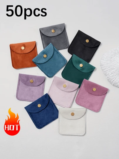 1/10/50pcs Velvet Gift Bags, Jewelry Packaging Bags, Jewelry Gift Bags, Wedding Birthday Party Candy Bags, Earrings Bracelet Necklace Compact Storage Bags, Party Holiday Gift Wrapping Bags