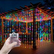 8 Modes Room Bedroom Living Room Window Curtain String Lights, 4 Light Color Options, Suitable For Valentine's Day Decor, Yard Camping Decor, Holiday Lighting Decor, Indoor & Outdoor Decor, Fairy Wreath Decor, Patio Decor, Romantic Atmosphere Room Decor, Sparkling Fairy Lights, Birthday Party Decor, Battery Operated Curtain Lights, Garden Decor, Holiday Lights, Wedding Party Decor Lights, Christmas & Halloween Decorative Lights - Battery Box Curtain Light - View 24