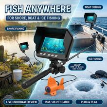 7-In-1 HD Underwater Fishing Camera & Monitor Kit - 4X Optical Zoom, IP68 Waterproof, Night Vision Fish Finder, Long Battery Life, Portable Fishing Gear For All Waters - 套裝 - 查看 7