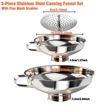 3pcs Funnel Set, Suitable For Wide Mouth And Standard Mason Jars, Wide Mouth Funnel For Canning, Metal Small And Large Funnel With Strainer Combo, Kitchen Funnel, Kitchen Supplies - Multicolor - View 3