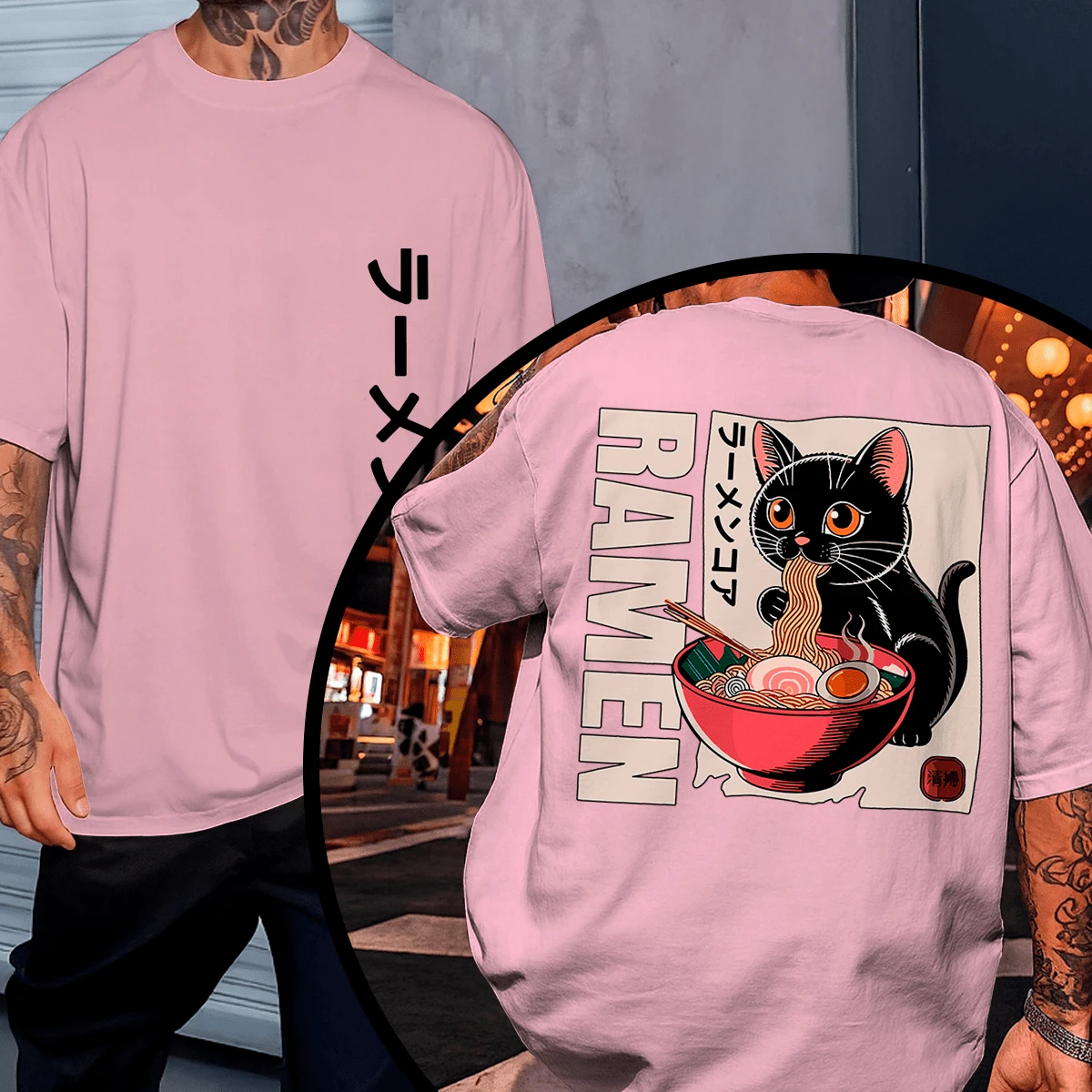 T-Shirt Sizes P To G5 With Plus Size Print, Oversized, Comfortable. Enjoy Ramen! - Baby Pink - View 1