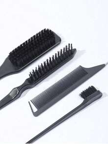 4把黑色/粉色/紫色顺滑发梳，适用于打造光滑马尾辫、发髻等发型，控制毛躁，修饰发际线，倒梳蓬松，配有宽齿梳用于分区和分缝，美发造型工具，沙龙美发产品及配件 - 彩色 - 查看 8