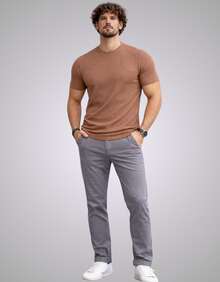 Premium Textured T-Shirt, Men's Casual Textured Knit Shirt - 摩卡棕 - 查看 6