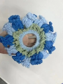 1个手工铃兰针织发圈/马尾辫发圈/橡皮筋发绳/弹力发圈，夏季、假日、旅行弹力发圈 - 彩色 - 查看 3