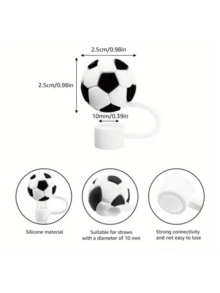 Bộ 5/3 nắp đậy ống hút silicon hình quả bóng đá hoạt hình có thể tái sử dụng, nắp trang trí ống hút, thích hợp cho các bữa tiệc và tụ họp bạn bè. - Nhiều màu - Xem 2