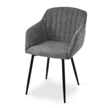 Goeurvant Contemporary Vertical-Stripe Upholstered Dining Chairs With Armrests & Metal Legs For Dining Room, Kitchen, Living Room - Set Of 2 / Set Of 4 / Set Of 6--Slate Grey-Chenille - 板岩灰 - 查看 7