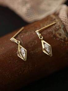 1 Đôi bông tai dáng dài hình học rỗng, họa tiết tia nắng mặt trời, bằng bạc Sterling S925, đính đá Zirconia, không gây dị ứng, phù hợp cho bé gái đeo hàng ngày, dự tiệc, lễ tốt nghiệp, bông tai dài thời trang, món quà tinh tế. - kim cương - Xem 7