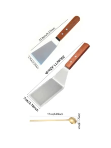 1件不鏽鋼烘焙刮刀，斜面硬木手柄，大號金屬翻轉鏟，適用牛排、鬆餅、漢堡、蛋糕、甜點，適合鑄鐵鍋、烤盤、烤具，耐用廚房燒烤工具，送給男女的完美禮物，居家烹飪配件用品 - 彩色 - 查看 5