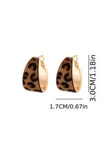 1 Pair Retro Elegant Leopard Print Hoop Earrings, Suitable For Women's Daily Wear, Valentine's Day Gift - Multicolor - View 5