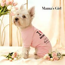 Bộ áo liền quần cho chó cưng, họa tiết trái tim, màu hồng chủ đề Ngày của Mẹ, phù hợp cho chó nhỏ/trung bình, mèo, trang phục gia đình nhân Ngày của Mẹ. - Hồng - Xem 4