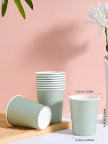 10 chiếc cốc giấy, cốc tiệc, cốc giấy màu xanh lá cây nhạt, cốc đựng đồ uống lạnh và cà phê, đồ dùng uống cho tiệc tùng, thích hợp cho tiệc sinh nhật, đám cưới, Ngày của Mẹ. - cây xô thơm xanh - Xem 7