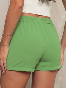 Women's Duna Shorts With Elastic Waistband, Basic, Comfortable, Loose Fit - Cờ xanh - Xem 3