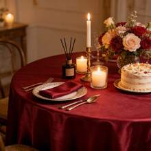 10pcs Round Satin Tablecloth For Wedding, Party, Home Decor, Hotel Events - Romantic, Engagement, Classic Style,Multiple Colors Are Available For Selection,Diamter 305cm/120inch - 玫瑰金 - 查看 5
