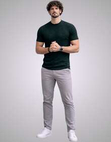 Premium Textured T-Shirt, Men's Casual Textured Knit Shirt - 綠色 - 查看 6