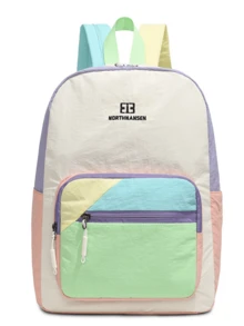 New Nylon Color Block Casual Backpack Unisex, Lightweight Multi-Compartment Large Capacity Design Reduces Burden, Breathable Shoulder Straps, Fresh Contrast Color Dopamine Style Suitable For Outdoor Hiking, Commuting, School, Travel, Casual Daily Use, Couples Available In Multiple Colors, Durable, Essential Short Trip Backpack - Multicolor - View 9