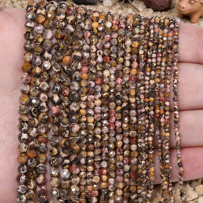 Cuentas espaciadoras sueltas de jaspe leopardo natural de alta calidad AAA, pequeñas y diminutas, para hacer joyas DIY, pulseras, collares, aretes y accesorios hermosos para hombres y mujeres, adecuado para bodas, fiestas y decoración del hogar