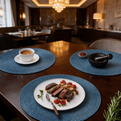 6 Circular Woven Placemats, Suitable For Dining Tables, Washable Anti Slip Placemats 15 Inches, Used For Home Decoration
