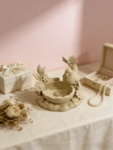 1pc Healing Chick & Butterfly Jewelry Tray, Retro Style Vanity Organizer Box, Great Gift - Multicolor - View 1